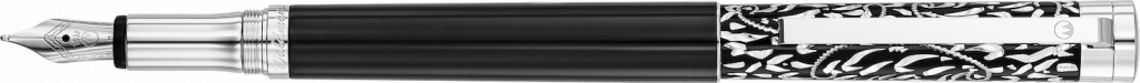 0043 - Xetra Vienna Black Engraved Fountain Pen Stell Nib